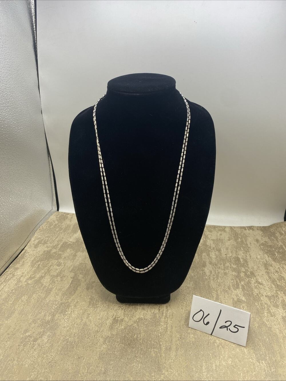 VTG-Crown Trifari-54āLong Silver-Tone Tube Bead Chain Necklace-Double